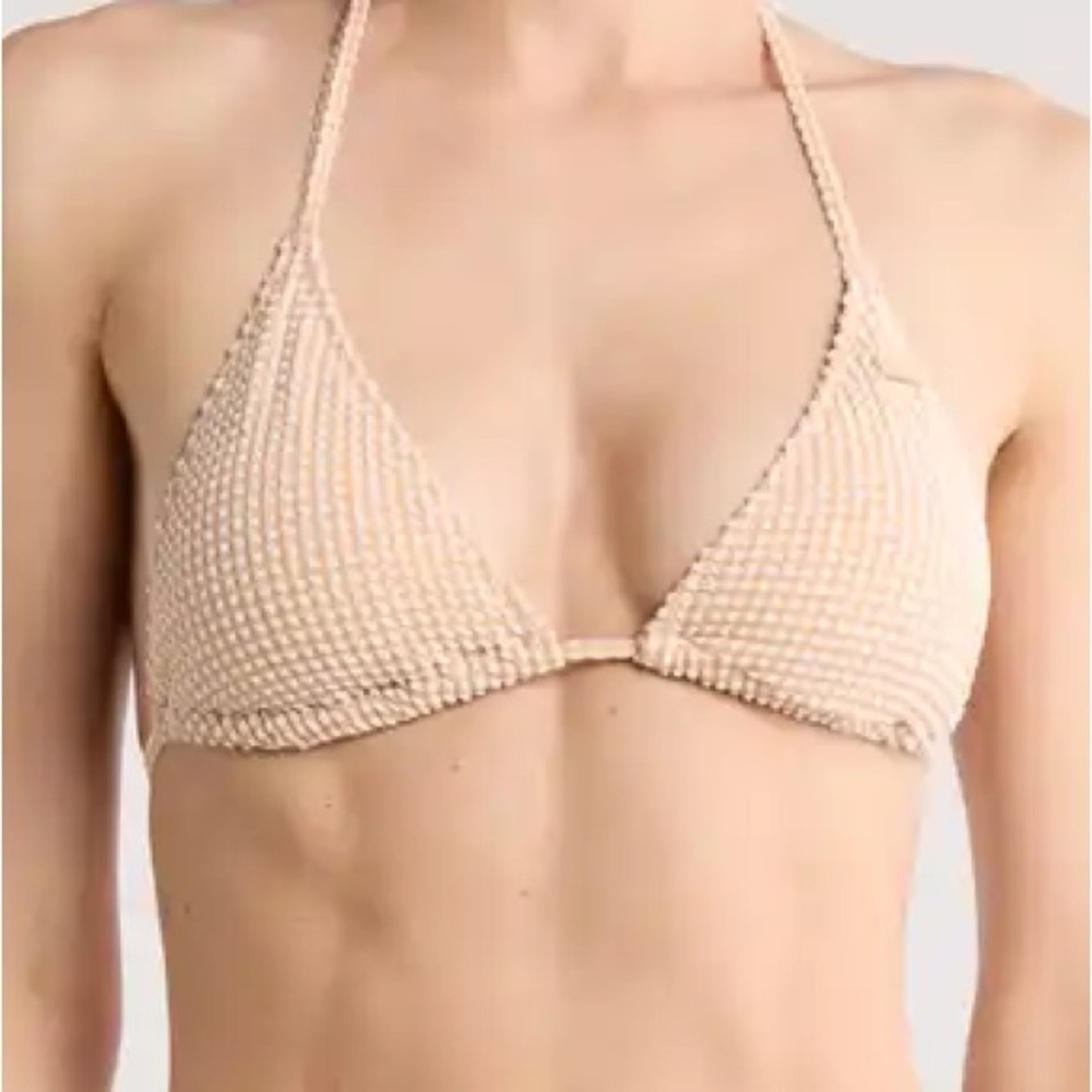 SHEIN Textured Cream Bikini Top